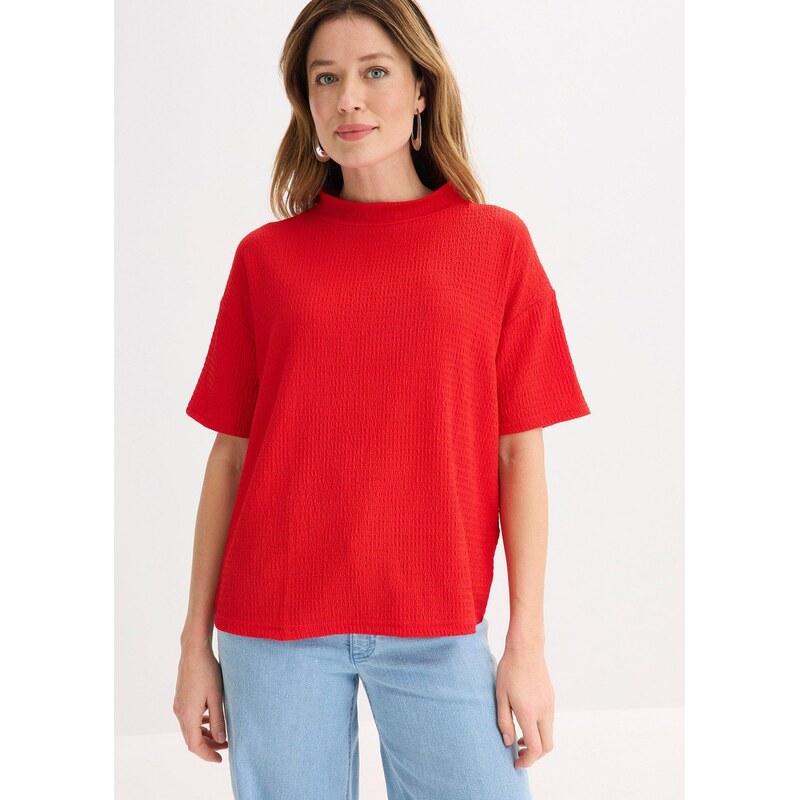 bonprix Tričko zo štruktúrovaného krepu, farba červená 67426558
