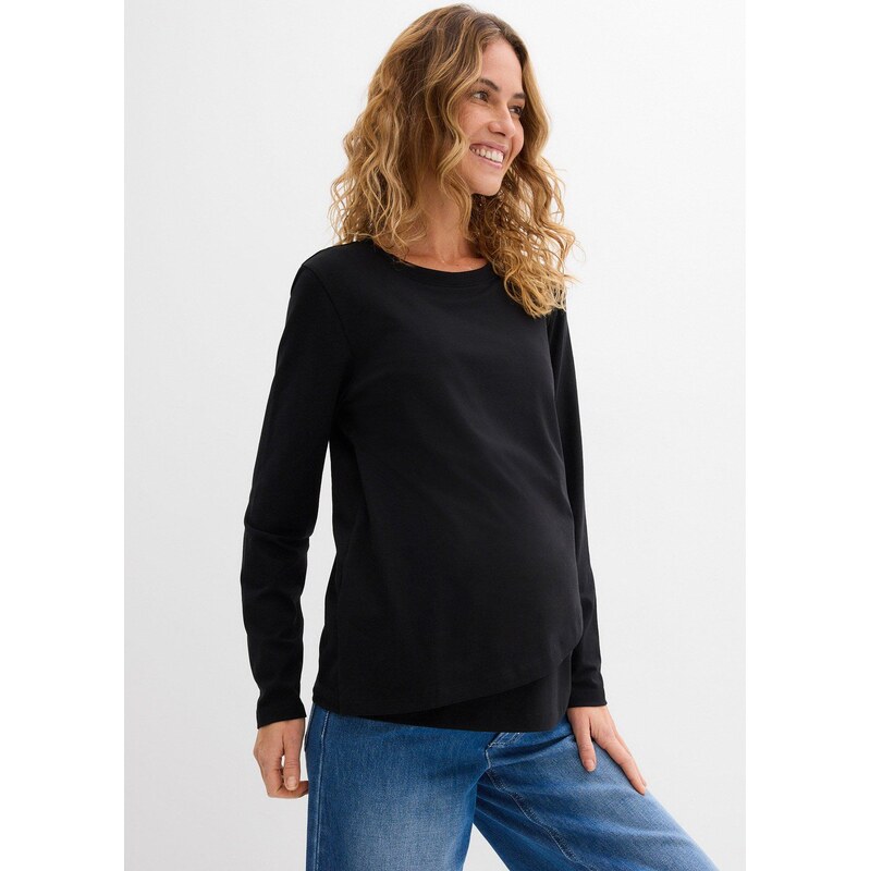 bonprix Materské tričko, na dojčenie, s bio bavlnou, farba čierna 67426590