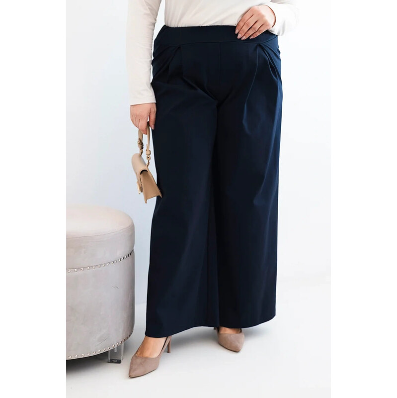 K-Fashion Dámske Plus veľkosť široké nohavice so skladaním Garnet 67427212