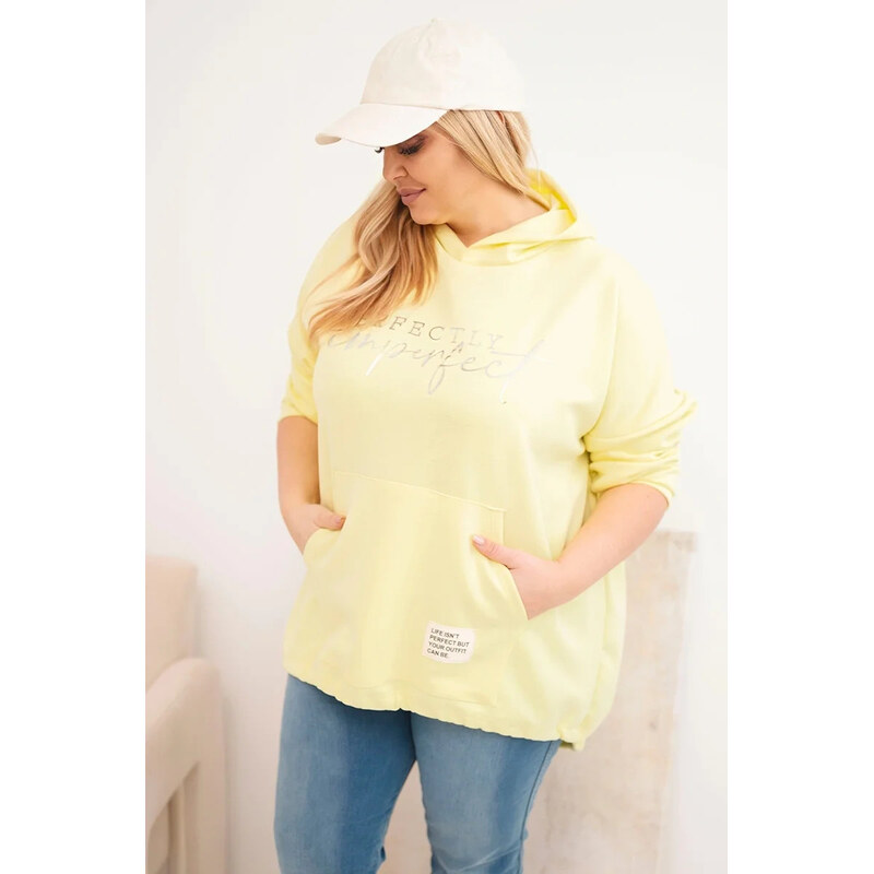 K-Fashion Dámska mikina s kapucňou a potlačou Plus Size Yellow 67427355