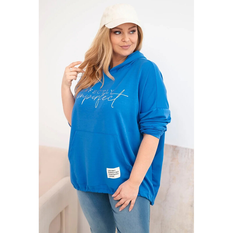 K-Fashion Dámska mikina Plus Size s kapucňou a potlačou strieborná 67427350