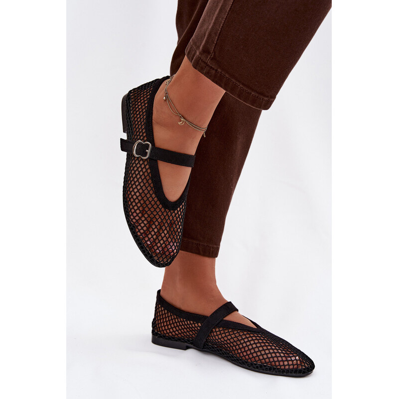 Boto Síťované baleríny s páskem černé Pherina 67427413