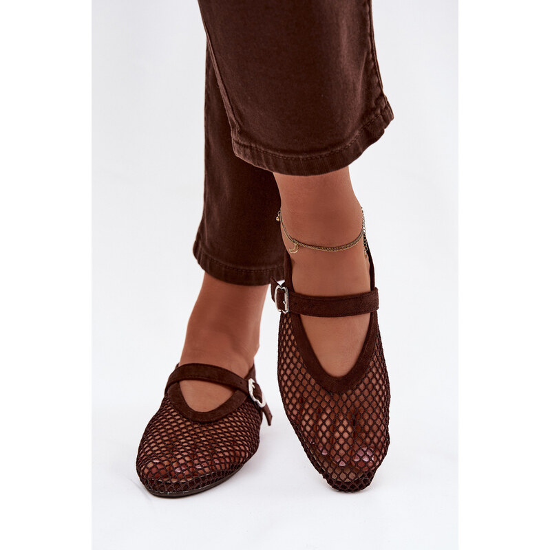Boto Síťované baleríny s páskem čokoládové Pherina 67427414