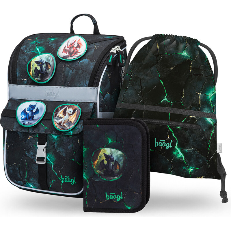 BAAGL SET 3 Zippy Draci: aktovka, penál, sáček 68436568