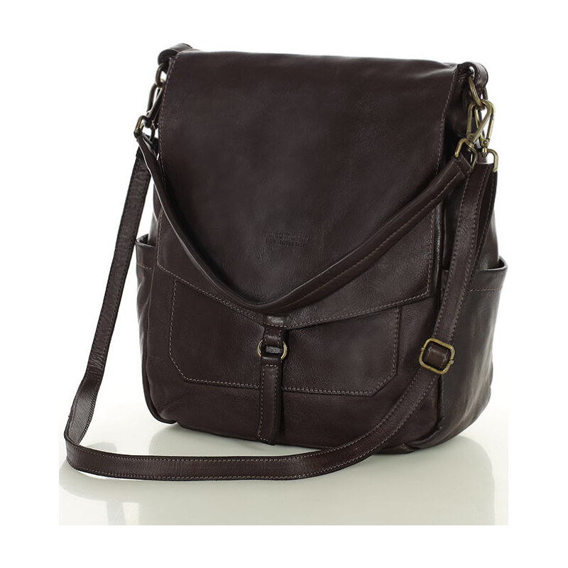 MARCO MAZZINI Tmavohnedá crossbody z prírodnej kože (v187d) 37499748
