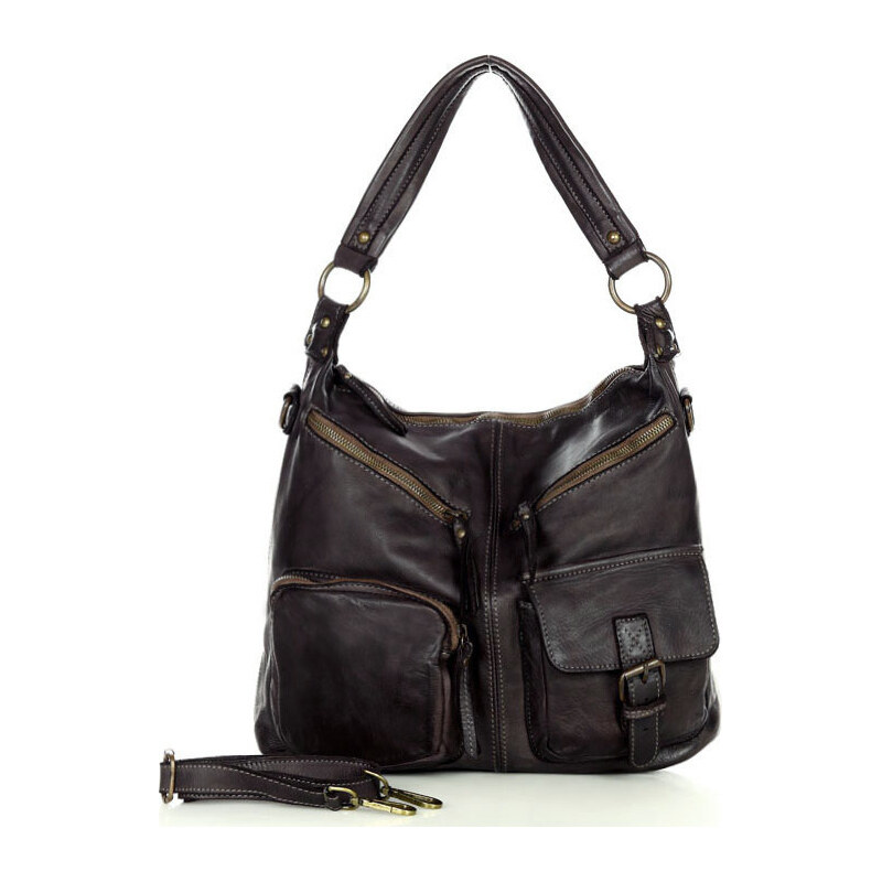 Genuine Leather MARCO MAZZINI tmavo hnedá kabelka v23e 12051353