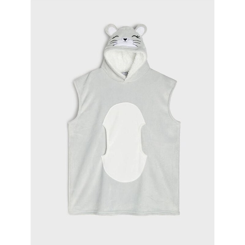 Sinsay - Deka s kapucňou s motívom zajaca - svetlošedá 67431104