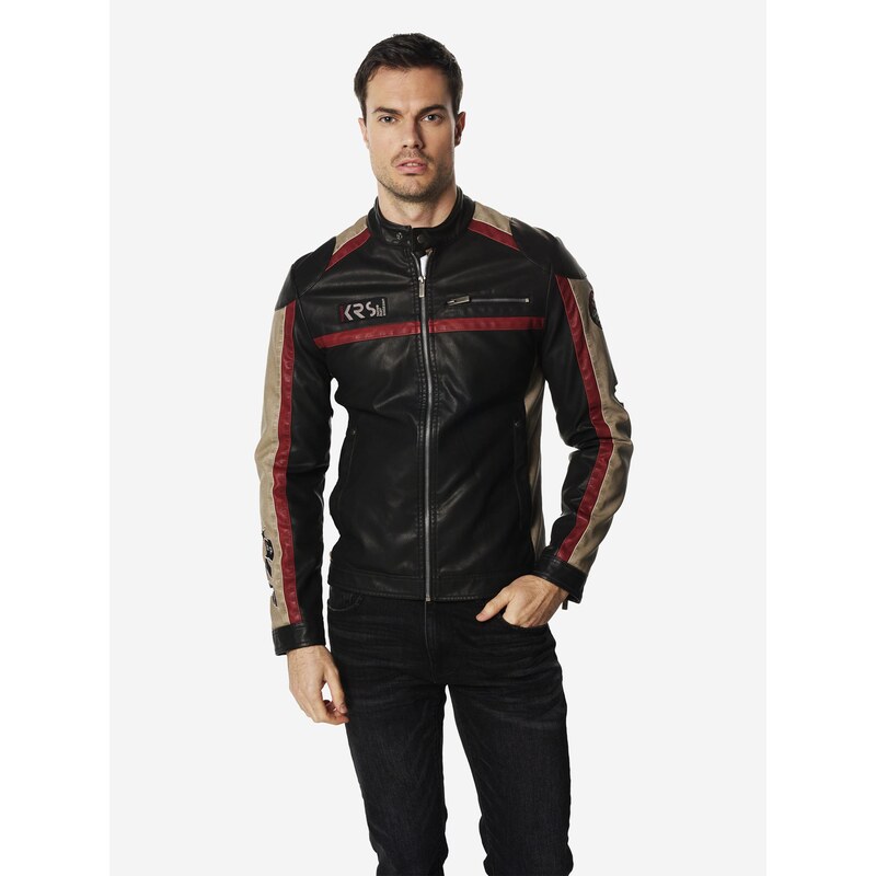 KOROSHI Prechodná bunda mokka / červená / čierna 67436886