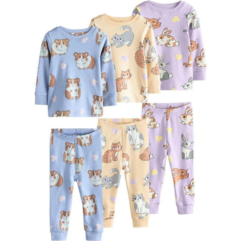 Next Pyžamo Snuggle nebesky modrá / hnedá / žltá / svetlofialová 67437053