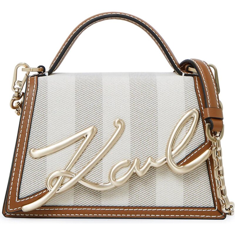 Karl Lagerfeld Taška cez rameno SIGNATURE STRIPED béžová 67437091
