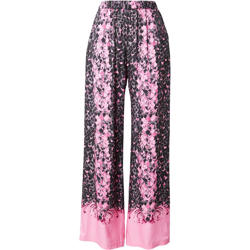 Versace Jeans Couture Plisované nohavice sivá / svetloružová / čierna 67437276