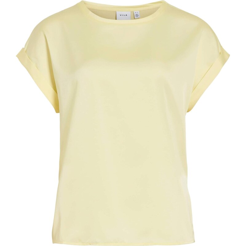 VILA Tričko VIEllette pastelovo žltá 67437400