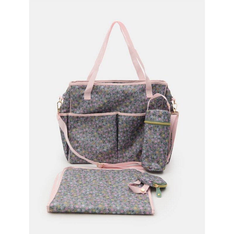 Sinsay - Taška a doplnky na kočík s kvetinovým vzorom 4 pack - 67432424