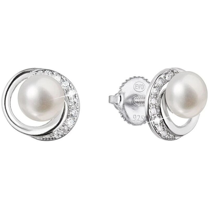 Evolution Group Strieborné náušnice kôstky s guľatou riečnou perlou a 67432817