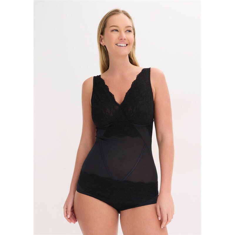 bonprix Sťahovacie body, ľahké, s čipkou, farba čierna 67426383