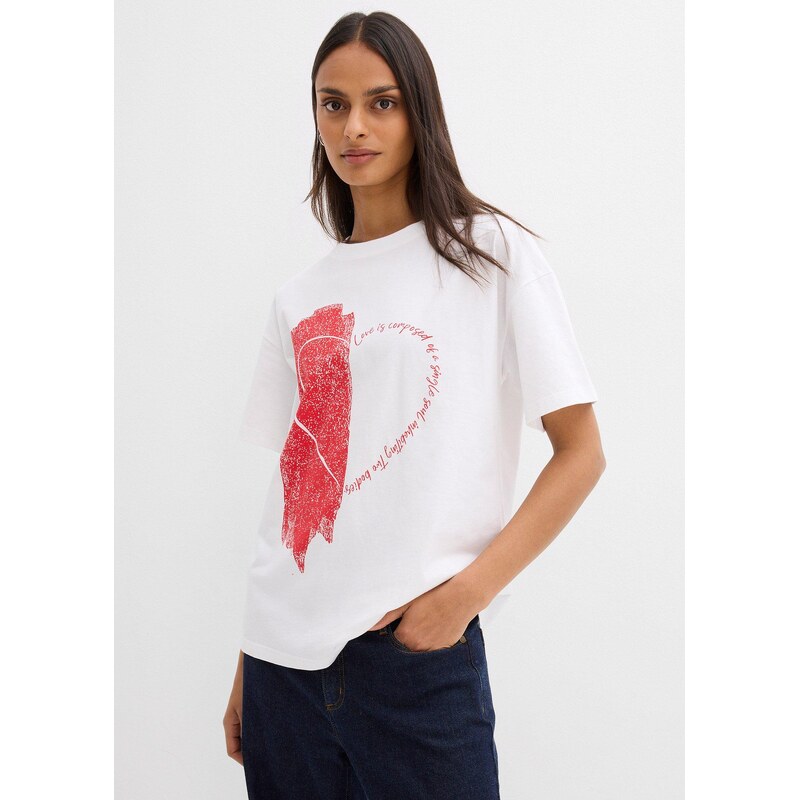 bonprix Tričko oversize z elastického mixu bio bavlny, farba biela 67426427