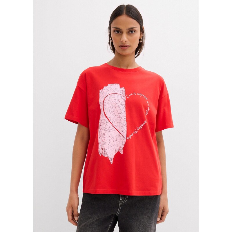bonprix Tričko oversize z elastického mixu bio bavlny, farba červená 67426428