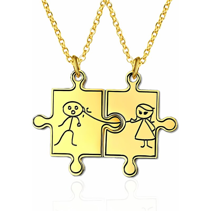 Impress Jewelry Prívesok pre dvoch, puzzle panáčik a panenka Zlatý 65220789