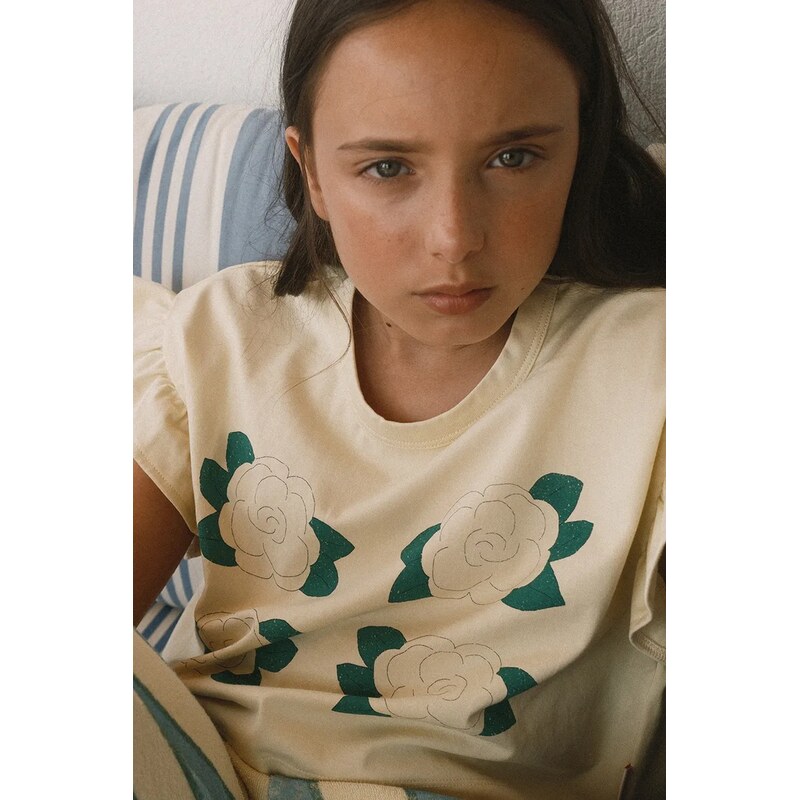 Detské bavlnené tričko Tinycottons YELLOW FLOWERS GRAPHIC CROP TEE 67441216