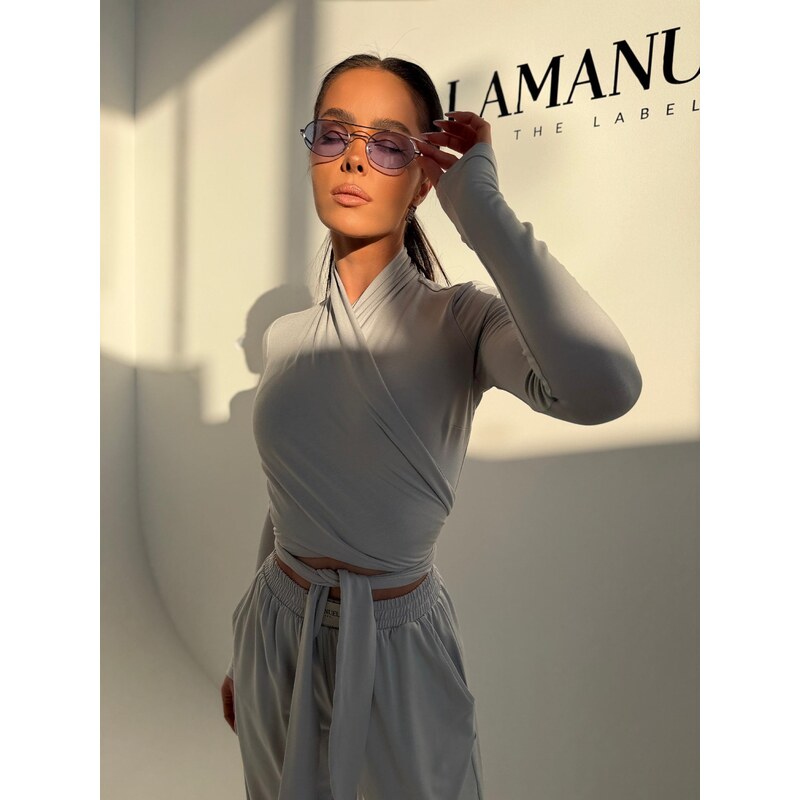 LaManuel Top NOISE sivomodrý - krížený viskózový top 67441400