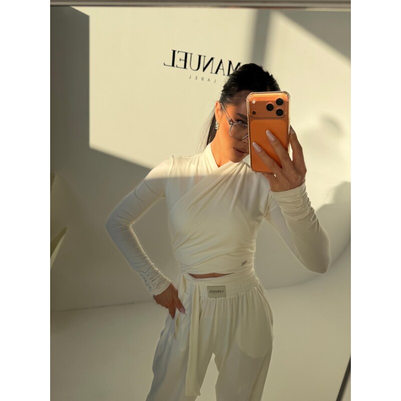 LaManuel Top NOISE biely - krížený viskózový top 67441402