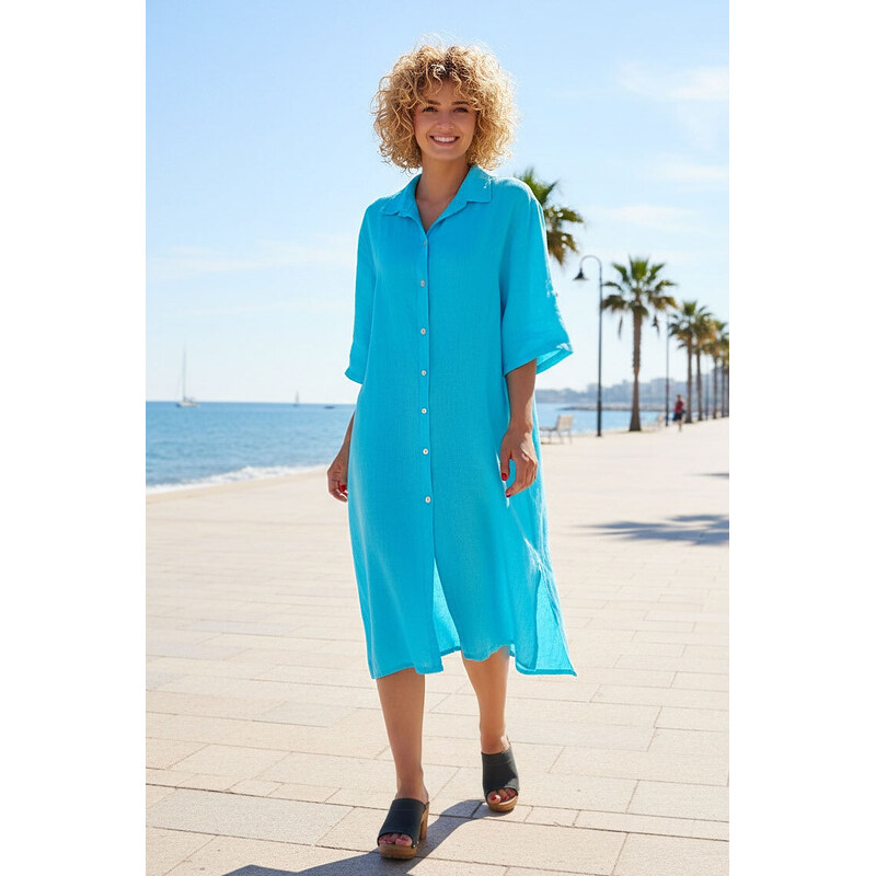 Glara Midi šaty zo 100% ľanu 67442127