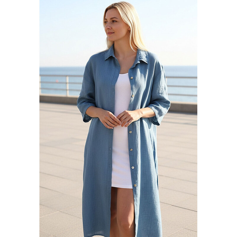 Glara Midi šaty zo 100% ľanu 67442122