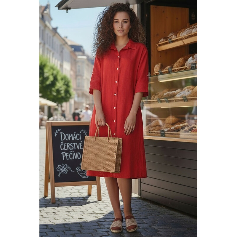 Glara Midi šaty zo 100% ľanu 67442124