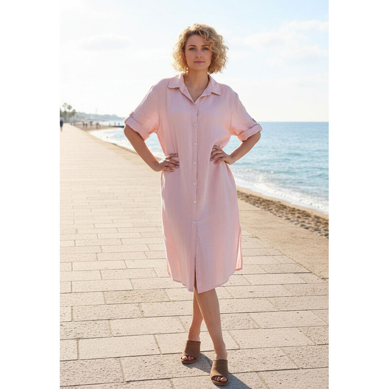 Glara Midi šaty zo 100% ľanu 67442125