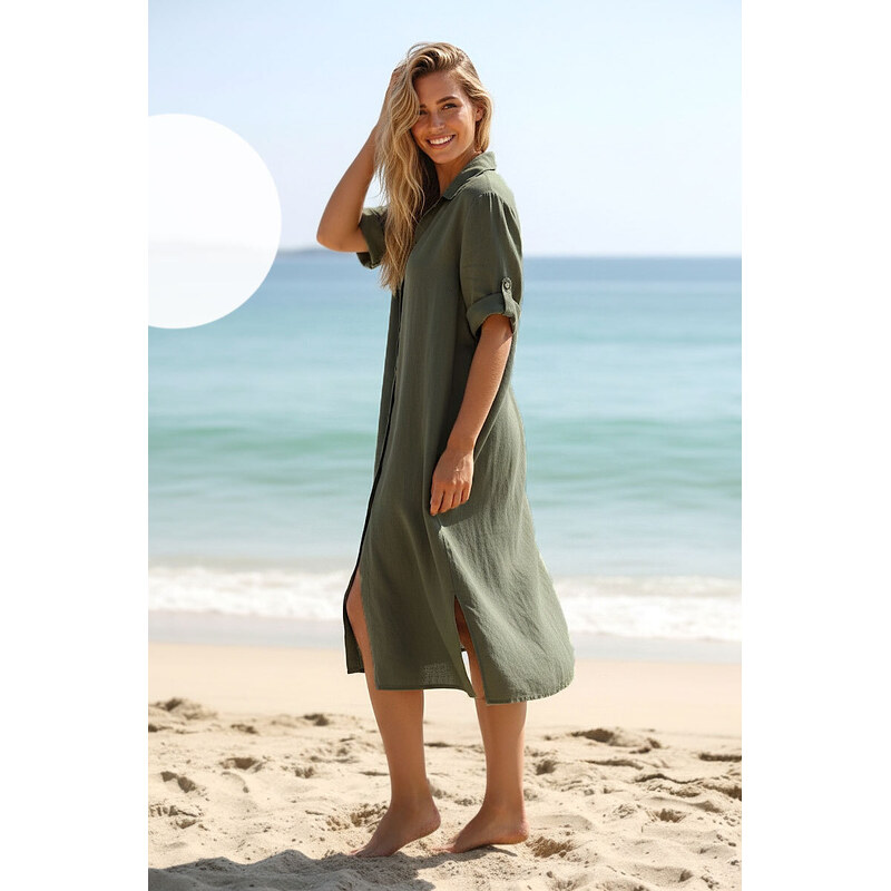 Glara Midi šaty zo 100% ľanu 67442129