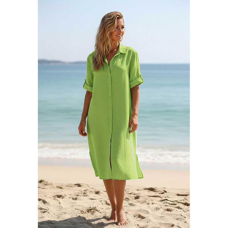 Glara Midi šaty zo 100% ľanu 67442130