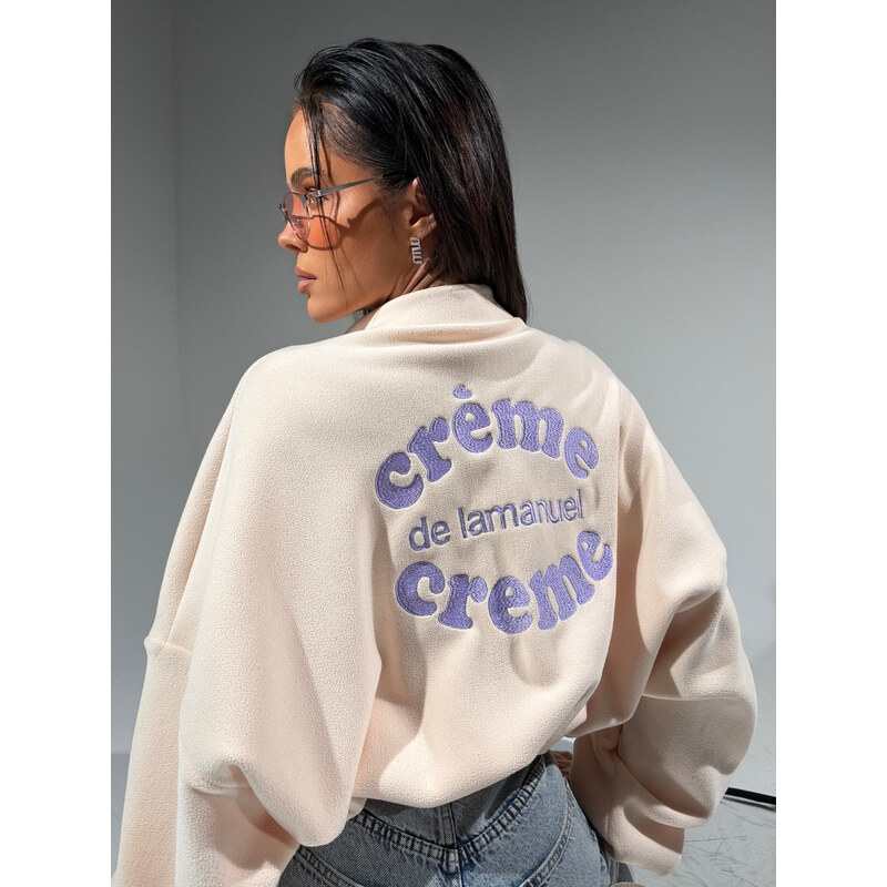 LaManuel Smotanová oversize mikina CREME s výšivkou 67442382