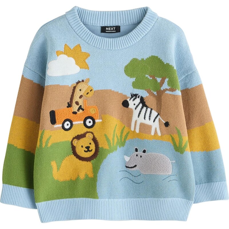 Next Sveter pastelovo modrá / tmavožltá / kiwi / biela 67448975