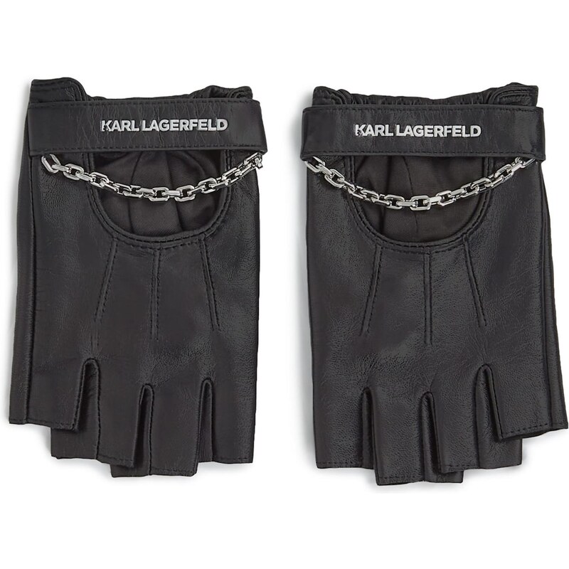 Karl Lagerfeld Rukavice bez prstov čierna / biela 67449110
