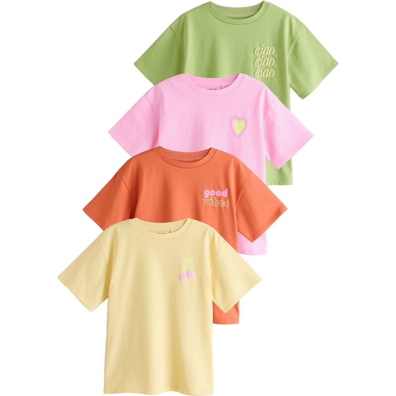 Next Tričko svetložltá / svetlozelená / tmavooranžová / ružová 67449131