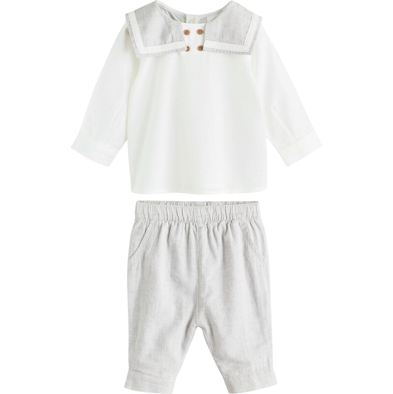 Next Set sivá melírovaná / biela 67449150