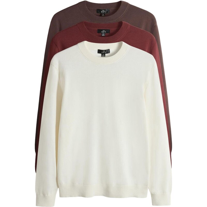 The Set Sveter krémová / hnedá / tmavočervená 67449278