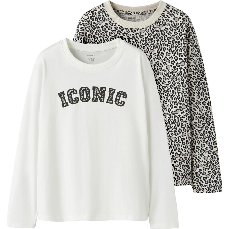 NAME IT Tričko NKFVELDA sivá / čierna / biela / biela ako vlna 67459298