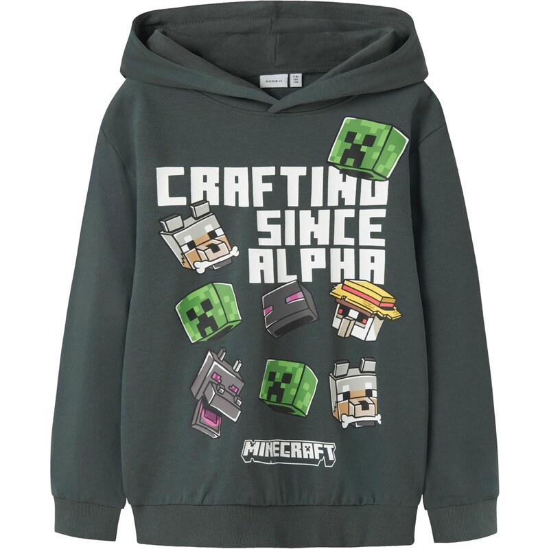 NAME IT Mikina NKMJET MINECRAFT tmavosivá / zelená / čierna / biela 67459294