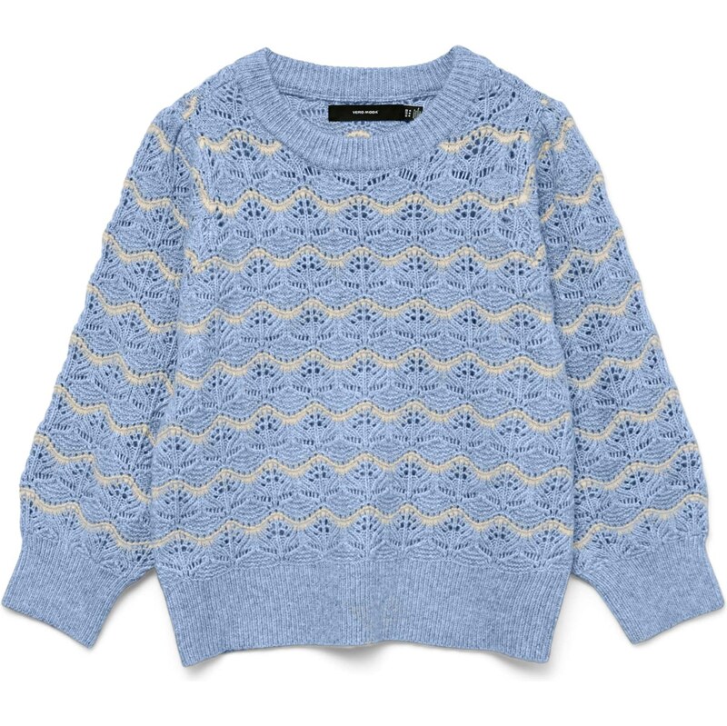 VERO MODA Sveter VMLEONOR krémová / modrosivá 67449550