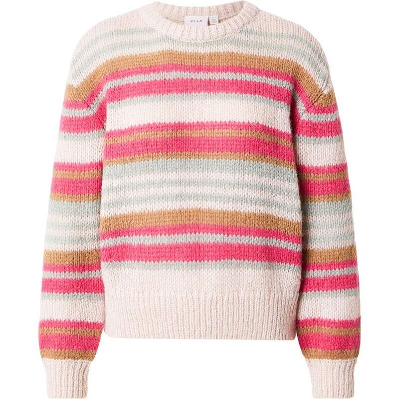 VILA Sveter VICHOCA béžová / hnedá / sivá / ružová 67449902