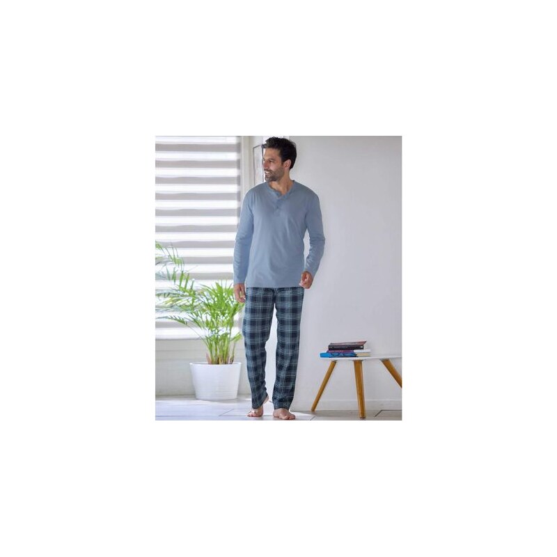 Džersejové kockované pyžamo Atlas For Men Modrá 67446807