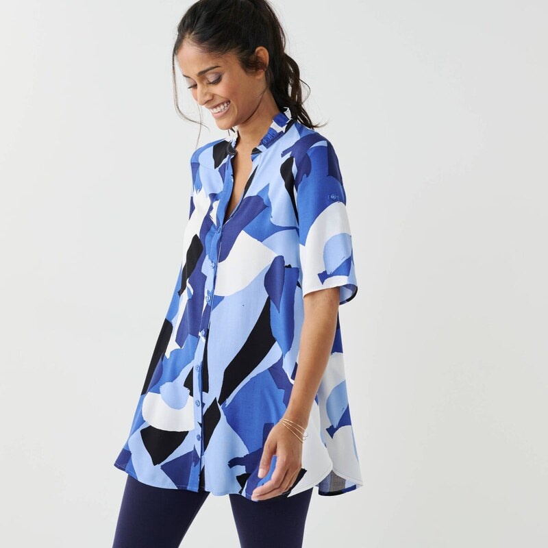 Tunika na gombíky s grafickou potlačou modrá 058 Blancheporte 67451998