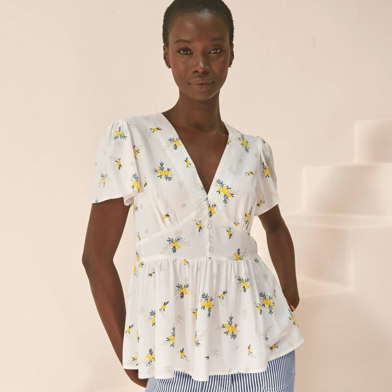 Blúzka s kvietkovanou potlačou ražná/žltá 054 Blancheporte 67452000