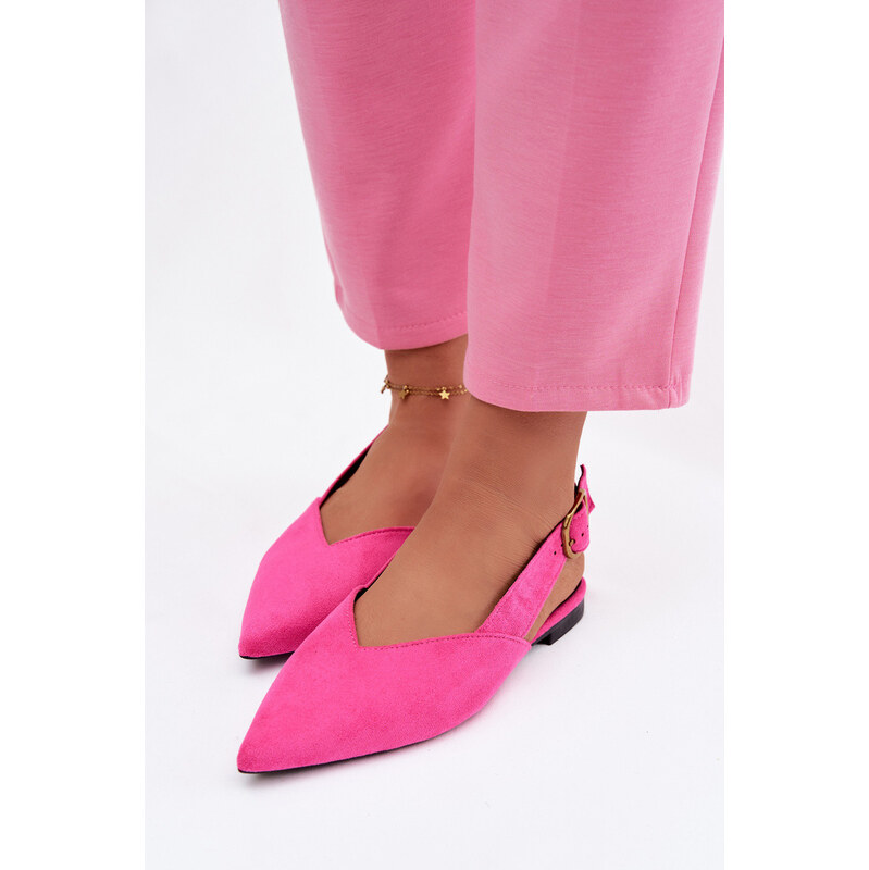 Boto Baleríny s Zlatým Přezkou Eco Semišové Růžové Palerra 67454425