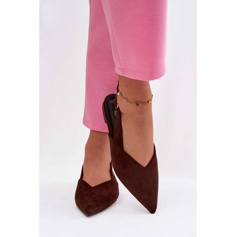 Boto Baleríny se Zlatým Přezkou Eko Semišové Čokoládové Palerra 67454426
