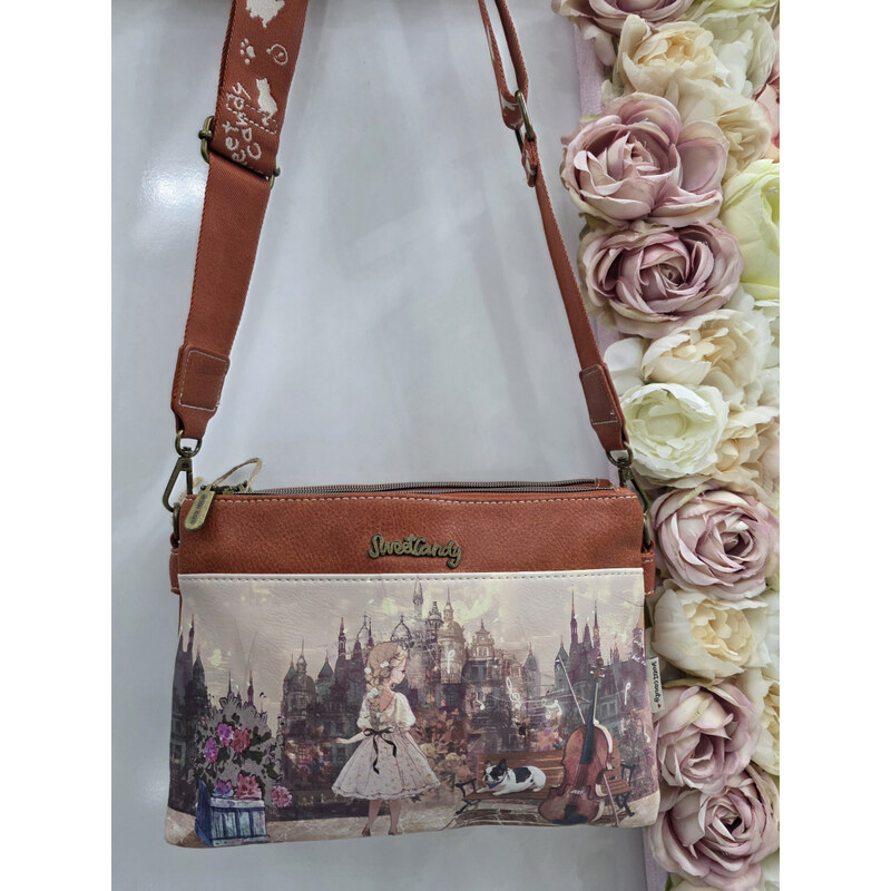 Katrins Fashion Štýlová hnedá crossbody kabelka Sweetland 58149191
