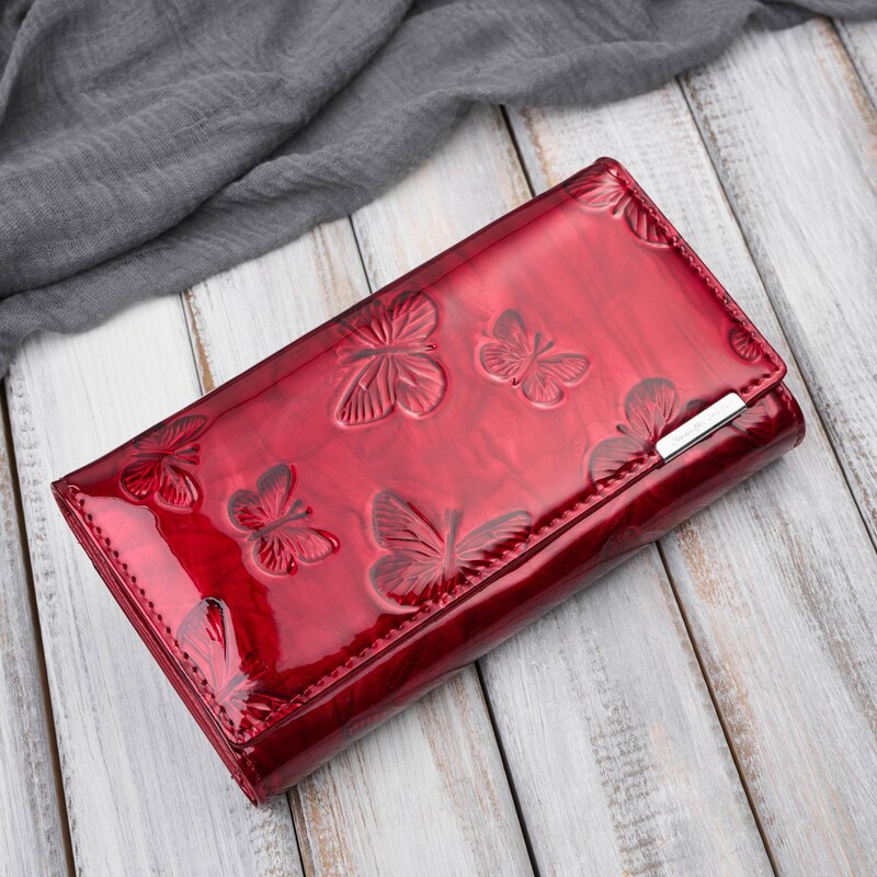 Jennifer Jones Lakovaná kožená dámska peňaženka | červená SP-19-RD 67455034