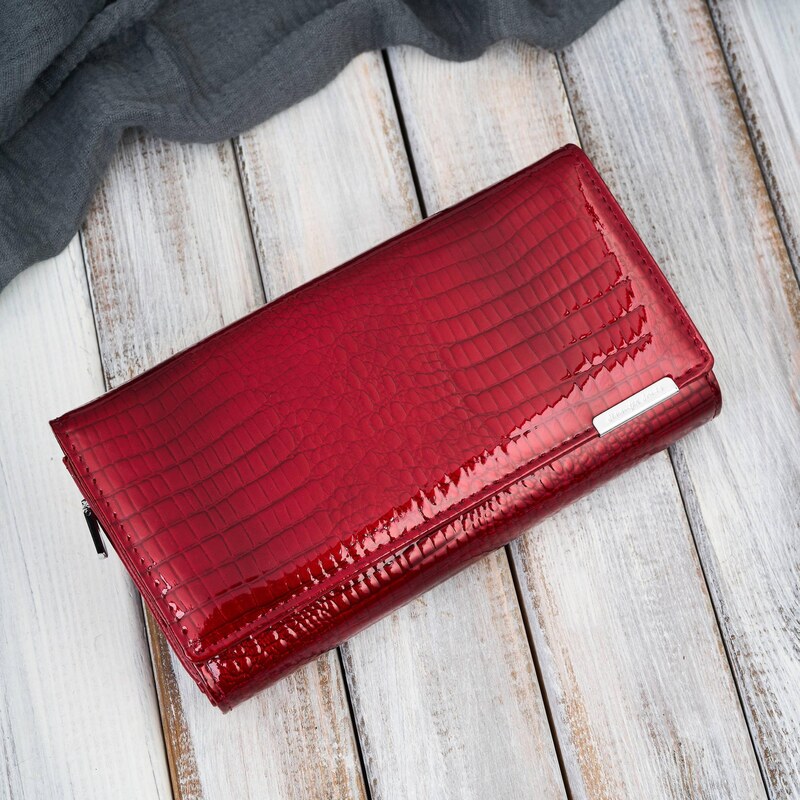 Jennifer Jones Veľká dámská peňaženka z krokodílovej kože | červená SP 67455038