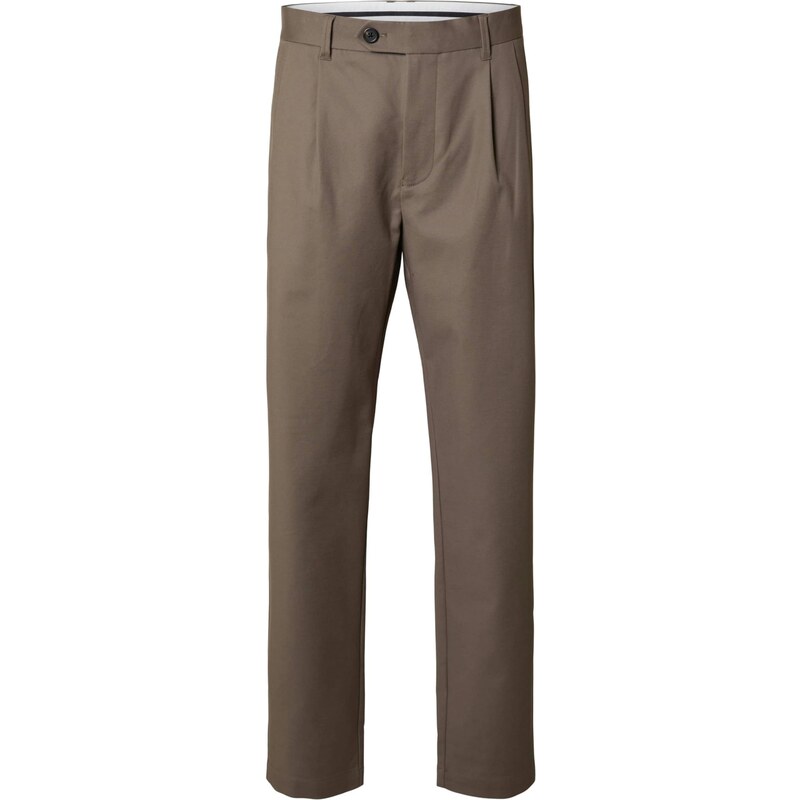 SELECTED Plisované nohavice SLHZ190 ADAM sivobéžová 67457040